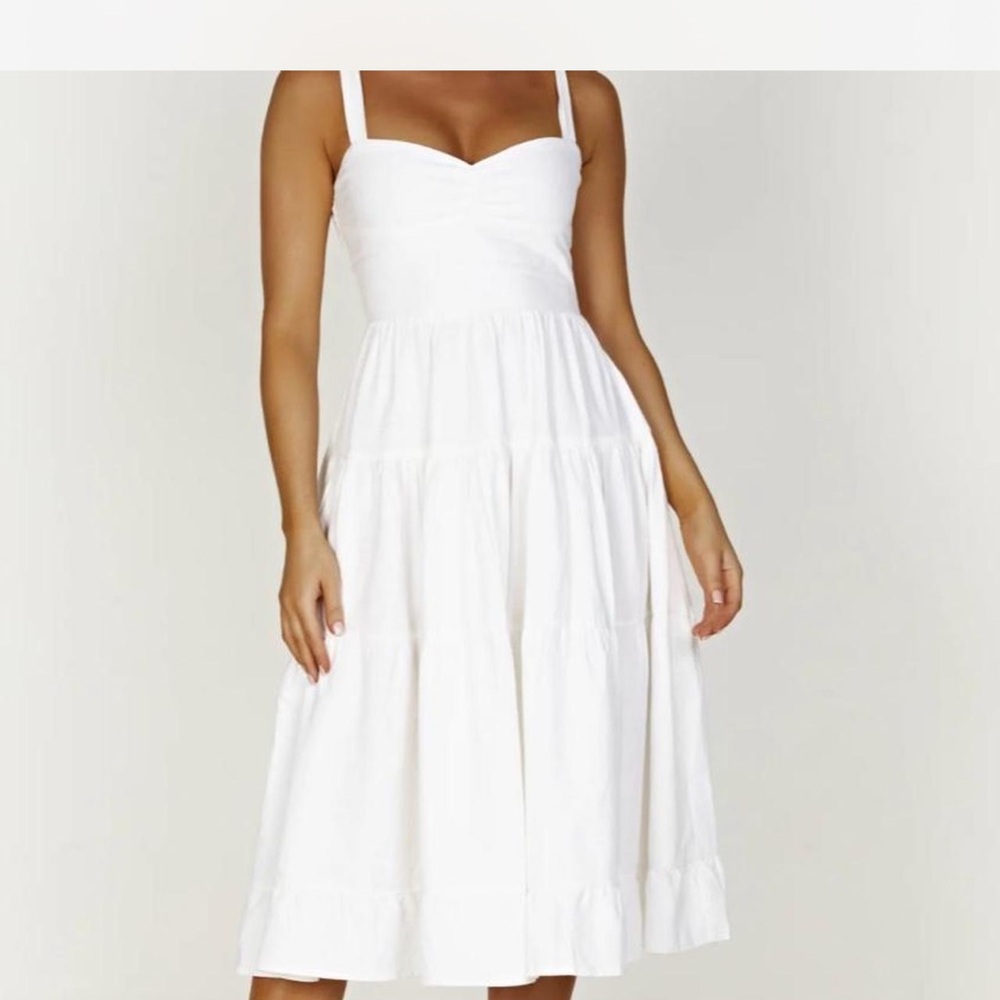 Meshki Adriana Linen Midi Dress